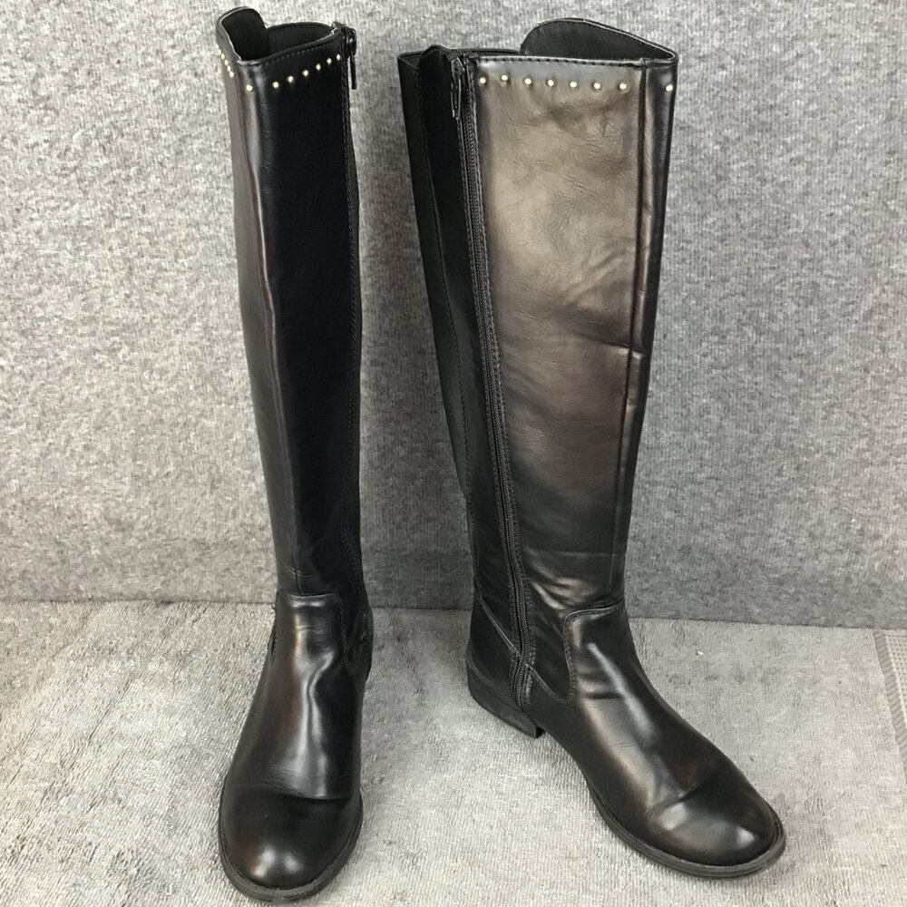 Lauren Conrad Tall Black Boots w/Gold Studs Sz 7M